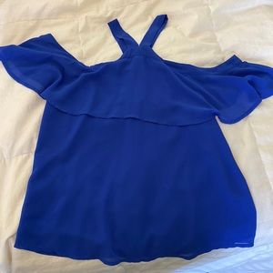 Size small naked zebra cobalt blue top
